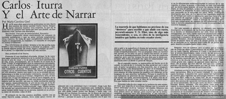 Carlos Iturra y el arte de narrar