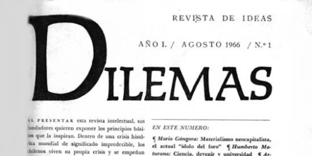 Dilemas : revista de ideas : n° 1, agosto de 1966