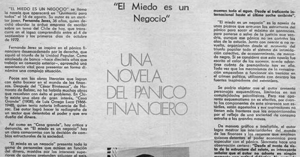 Una novela del pánico financiero