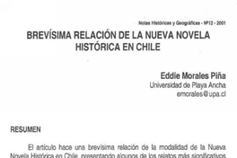 Brevísima relación de la nueva novela histórica en Chile