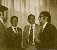 Los economistas neoliberales Sergio de la Cuadra, Sergio de Castro, Pablo Barahona y Alvaro Bardón en una reunión durante 1982