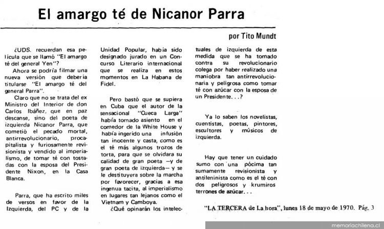 El amargo té de Nicanor Parra