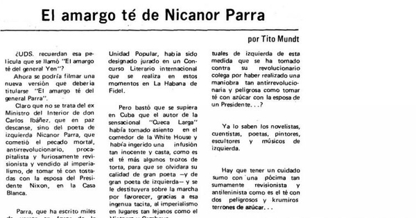 El amargo té de Nicanor Parra