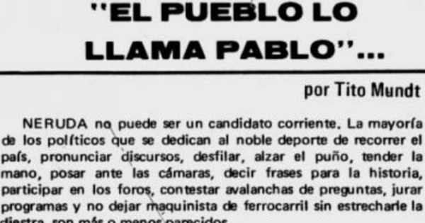 El pueblo lo llama Pablo...