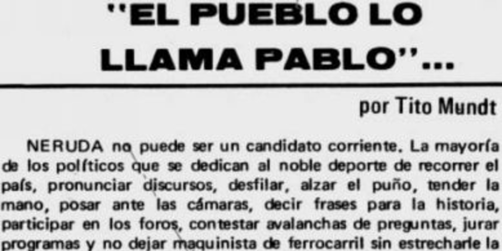 El pueblo lo llama Pablo...