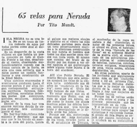 65 velas para Neruda