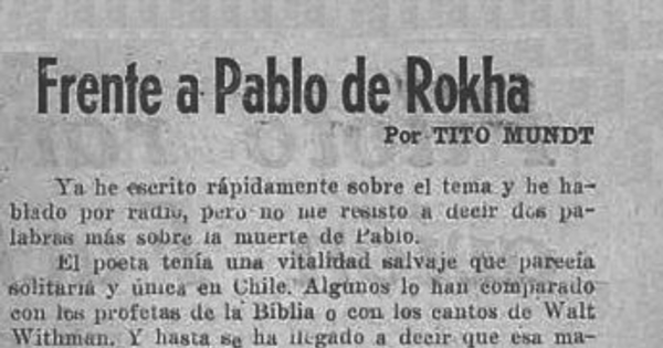 Frente a Pablo de Rokha