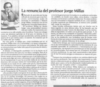 La renuncia del profesor Jorge Millas