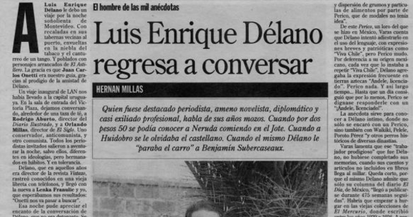 Luis Enrique Délano regresa a conversar