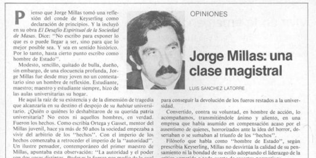 Jorge Millas, una clase magistral