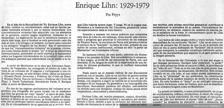 Enrique Lihn, 1929-1979