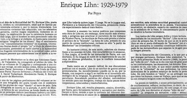 Enrique Lihn, 1929-1979