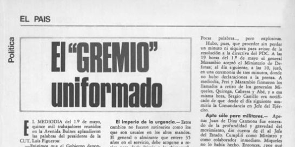 El "gremio" uniformado", 8 de mayo de 1968