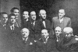Acario Cotapos junto a compositores chilenos en visita de Aaron Copland, hacia 1955