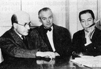 Domingo Santa Cruz, Carlos Isamitt y Armando Carvajal, ca. 1933
