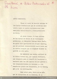 Cartas Credenciales de Orlando Letelier, embajador de Chile ante el Gobierno de los Estados Unidos de Norteamérica, 1971