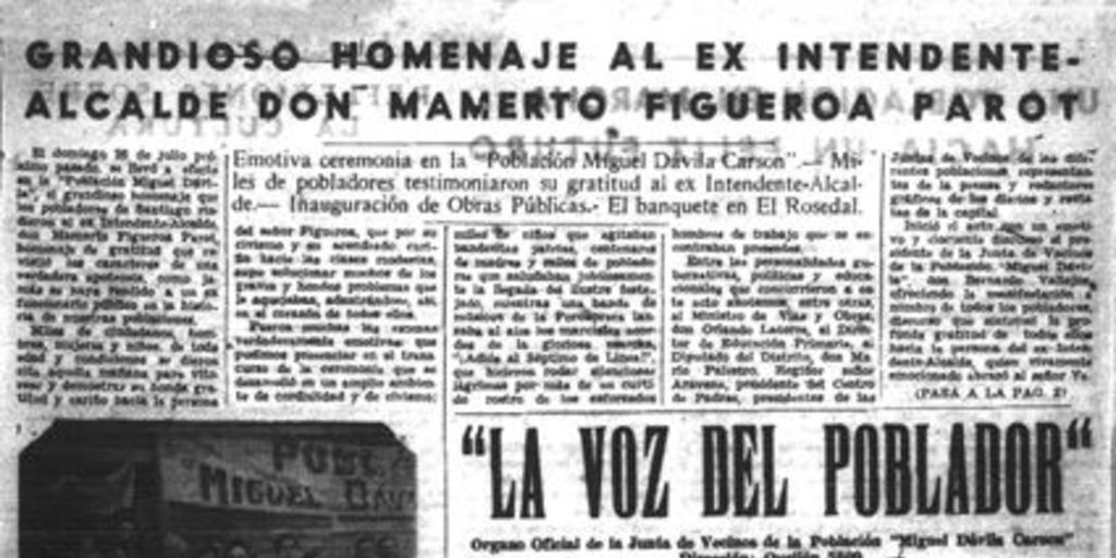 La Voz del poblador : n° 1-4, agosto-noviembre de 1953