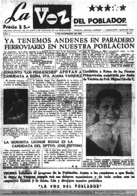 La Voz del poblador : n° 5-8, enero-septiembre de 1954