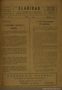 Claridad : año 1, n° 1, abril de 1966