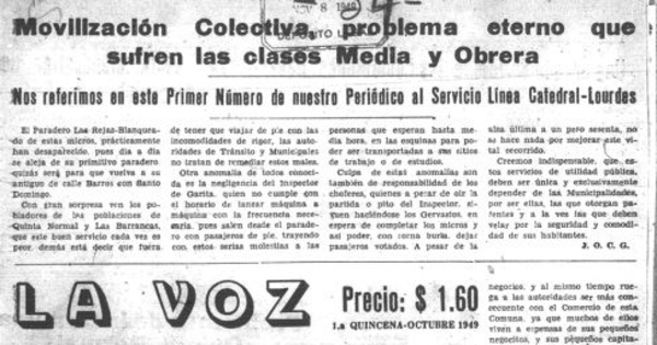 La Voz de las Barrancas : año 1, n° 1-7, octubre de 1949-febrero de 1950