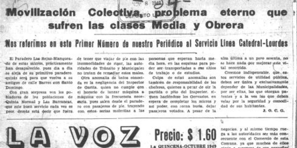 La Voz de las Barrancas : año 1, n° 1-7, octubre de 1949-febrero de 1950