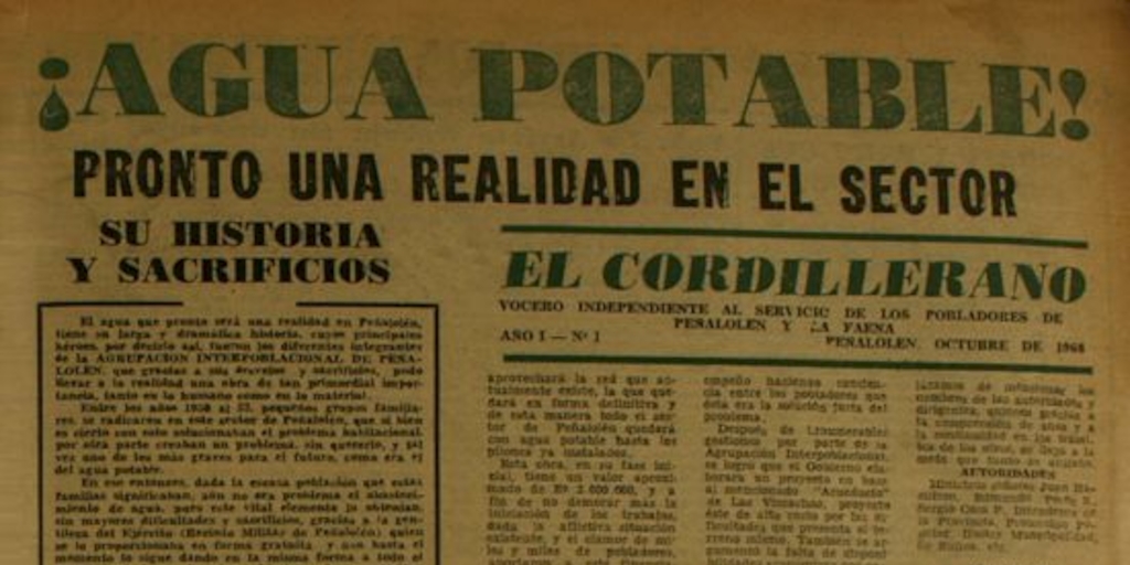 El Cordillerano : año 1, n° 1-11, octubre de 1968-mayo de 1969