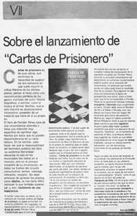 Sobre el lanzamiento de Cartas de prisionero