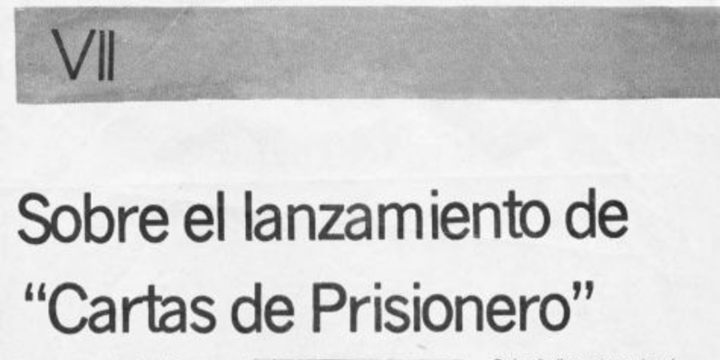 Sobre el lanzamiento de Cartas de prisionero