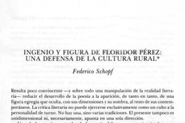 Ingenio y figura de Floridor Pérez, una defensa de la cultura rural