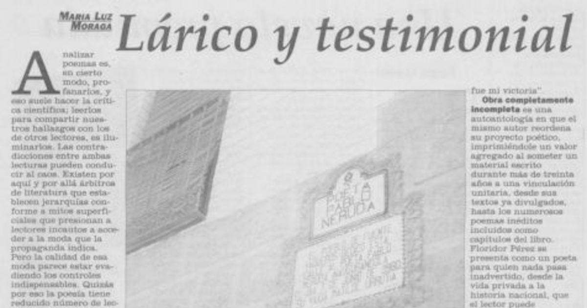 Lárico y testimonial