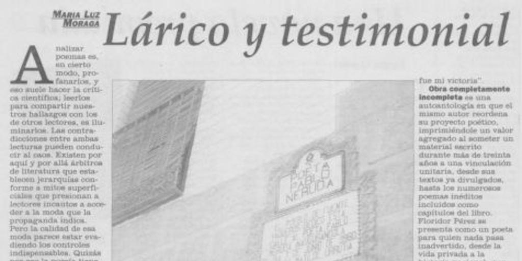 Lárico y testimonial