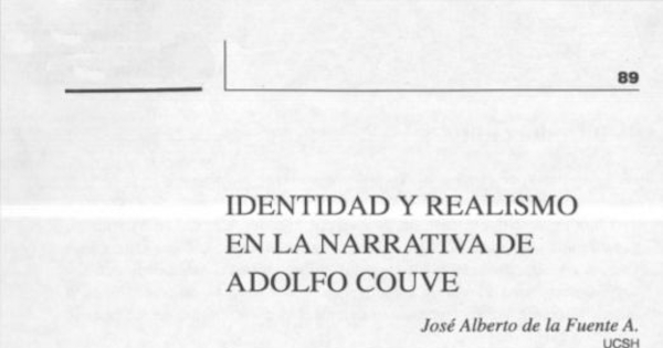 Identidad y realismo en la narrativa de Adolfo Couve