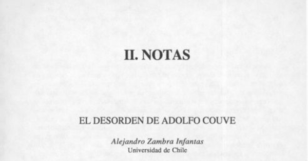 El desorden de Adolfo Couve