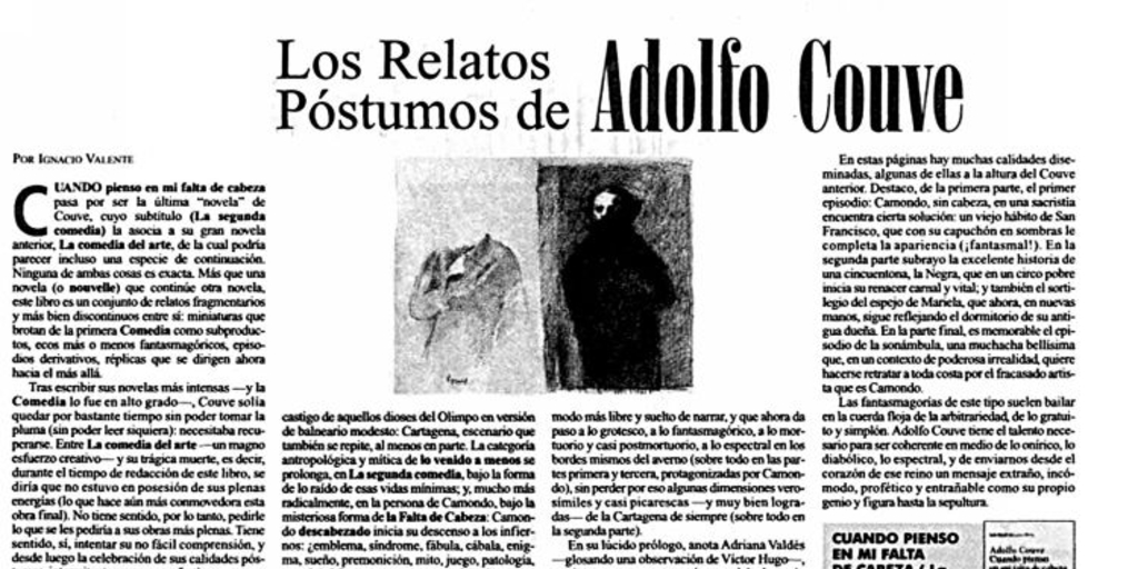 Los relatos póstumos de Adolfo Couve