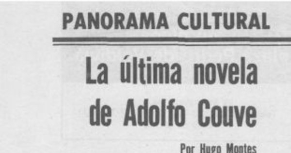 La última novela de Adolfo Couve