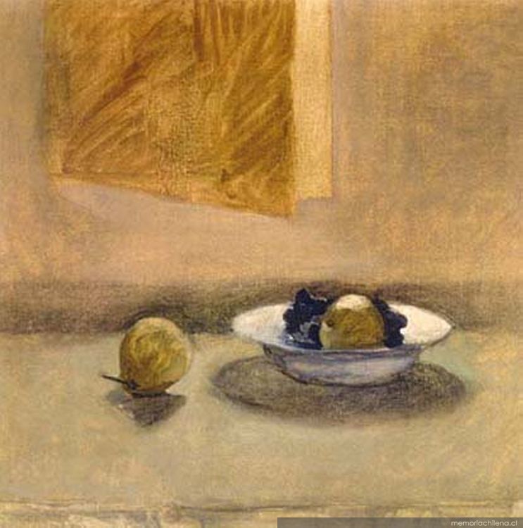 Pera y plato con frutas, 1984