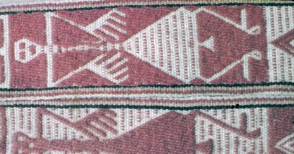 Detalle sobre cincha en tejido ñimin, ca. 1889