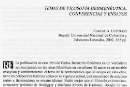 Temas de filosofía hermenéutica, conferencias y ensayos