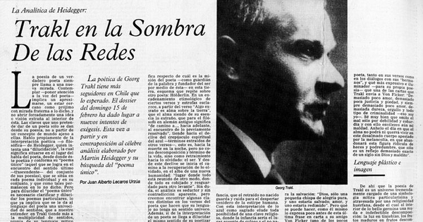 Trakl en la sombra de las redes : la analítica de Heidegger
