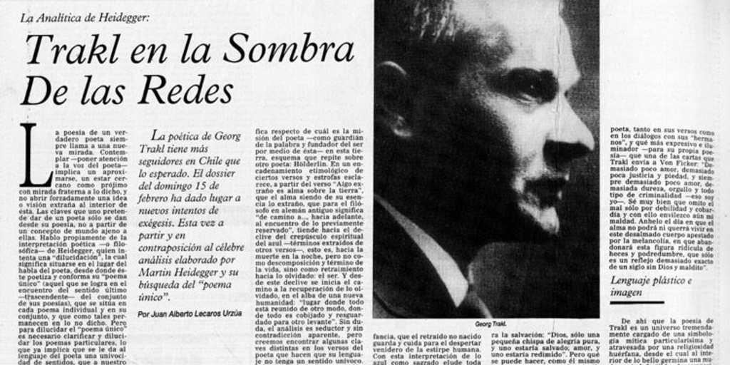 Trakl en la sombra de las redes : la analítica de Heidegger