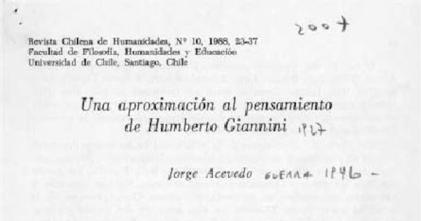 Una aproximación al pensamiento de Humberto Giannini