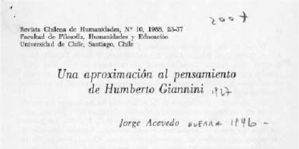 Una aproximación al pensamiento de Humberto Giannini