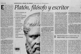 Platón, filósofo y escritor: entrevista a Óscar Velázquez : a propósito del El Banquete