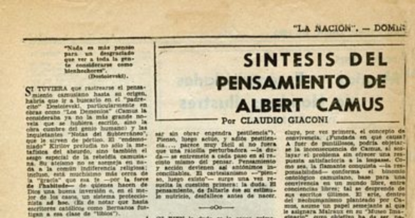 Síntesis del pensamiento de Albert Camus