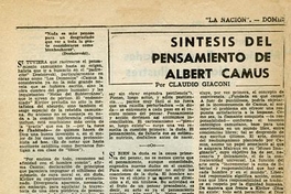 Síntesis del pensamiento de Albert Camus