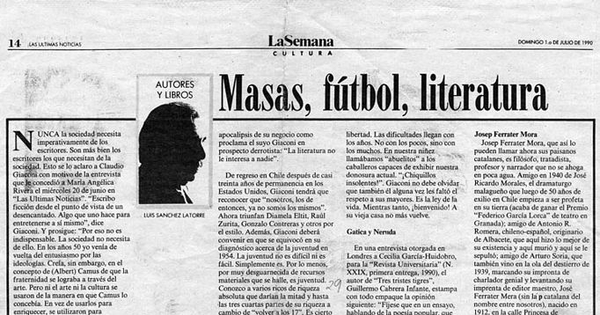 Masas, fútbol, literatura