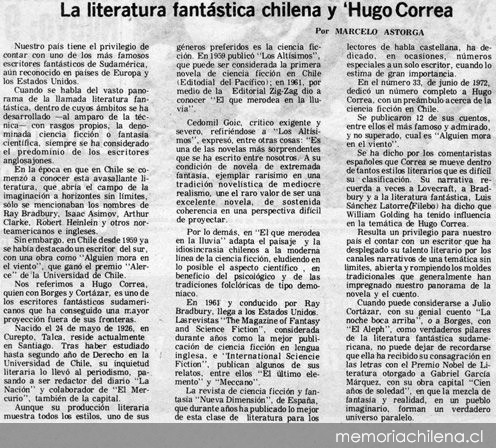 La literatura fantástica chilena y Hugo Correa