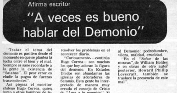 A veces es bueno hablar del demonio