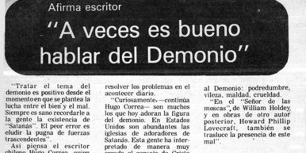 A veces es bueno hablar del demonio