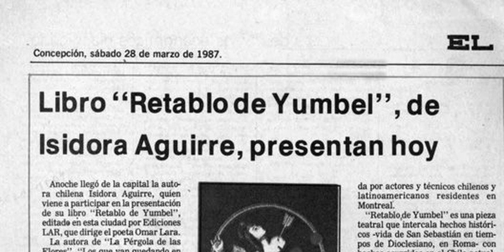 Libro "Retablo de Yumbel", de Isidora Aguirre, presentan hoy